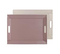 FREEFORM - Plateau Bicolore Réversible en Simili Cuir - Rose poudré/Crème - 45 x 35 cm - Set de Table, Élégant, Adaptable à votre Décoration