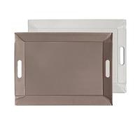 Freeform, Plateau réversible rectangulaire, Taupe et Blanc, S, 55 x 41 cm