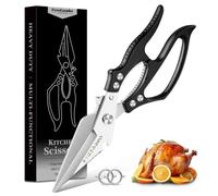 Freelander Ciseaux à Volaille Multifonctionnels pour Poulet et Viande Noir | Ciseaux de Cuisine Inox Résistants pour Poulet, Os et Viande avec Lame Tranchante et Prise Ergonomique