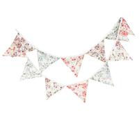 freesiom 3.2m Guirlande Fanion Tissu Décoration Mariage Champêtre Blanc Chic Vintage Triangle Coton Fleur Retro Bannière Banderole Suspendue DIY Cérémonie Soirée Anniversaire Boheme (Blanc)
