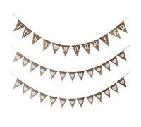Freessom 2.8m 3PCS Guirlande Fanion Décoration Mariage Champêtre Chic Boheme Chanvre Coeur Just Married Bannière Banderole Vintage DIY Suspendue Fournitures Jute Accesoires Fete (Jute)