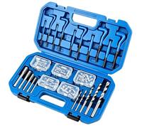 FreeTec 131pcs Kit Réparation Filetage, M5 M6 M8 M10 M12 Kit Helicoil, Coffret Réparation Filetage Helicoil avec Forets HSS Tarauds et Inserts Hélicoïdaux pour Cylindres et Carter d'Huile (Bleu)