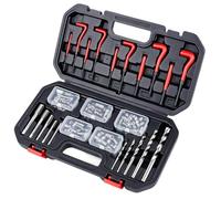 FreeTec 131pcs Kit Réparation Filetage, M5 M6 M8 M10 M12 Kit Helicoil, Coffret Réparation Filetage Helicoil avec Forets HSS Tarauds et Inserts Hélicoïdaux pour Cylindres et Carter d'Huile