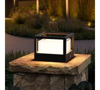 FREEUP Borne Éclairage Extérieur, 15W LED Lampe de Jardin Exterieur Ip65 Lampadaire Exterieur en Aluminium, Blanc Chaud, Borne Lumineuse Exterieure, Pour Chemins Terrasse, Noir,L:16 x l:16 x H:12 cm