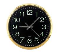 Frefgikty Horloge murale ronde lumineuse de 30,5 cm qui brille dans le noir, décoration d'intérieur sans tic- - Doré