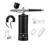 Frefgikty Mini injecteur d'oxygène pour ongles, kit de compresseur d'air, pulvérisateur de peinture pour art, tatouage, artisanat, gâteau, brume nano brouillard, noir