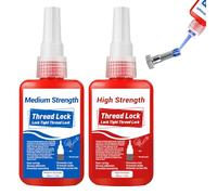 frein filet bleu et rouge, 50 ml x 2 frein-filet moyen haute résistance | scelle les écrous et les boulons, stable et antirouille
