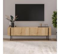 Frena meuble tv avec placards bois et détails noirs 160cm