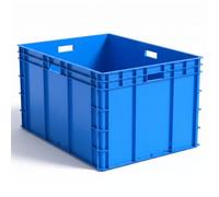FRENAL Bac Gerbable 137L avec Poignées 80×60×45cm, Charge 40kg, Bleu | Caisse de transport plastique HDPP robuste aux normes Europe. Boîte de rangement idéale pour garage, étagères et déménagement