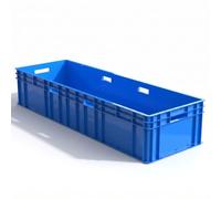 FRENAL Bac Gerbable 93L avec Poignées 120×40×23cm, Charge 40kg, Bleu | Caisse de transport plastique HDPP robuste aux normes Europe. Boîte de rangement idéale pour garage, étagères et déménagement