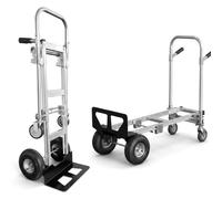 FRENAL Diable Aluminium 2 en 1, Chariot Plateforme 150/300 kg | Mode diable 150 kg et plateforme 300 kg, roues gonflables Ø250 mm, roulettes Ø100 mm, structure anticorrosion, QDHTHT4101