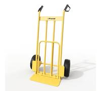 FRENAL Diable de Manutention 200 kg, Chariot de Transport en Acier | Grande bavette rabattable, roues PU increvables Ø250 mm, bavette fixe 180 × 420 mm, poignées avec protège-mains, QDHTHT2077
