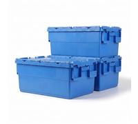 FRENAL Lot de 3 Bacs Navette 600×400×270 mm avec Couvercle, 55 L, Bleu | Bac Plastique Norme Europe HDPP, Couvercle Solidaire, Gerbable et Emboîtable pour Stockage, Transport et Logistique