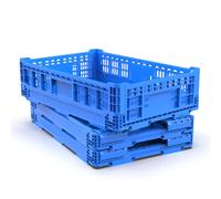 FRENAL Lot de 3 Caisses Pliantes 600x400x140 mm, 23 L Norme Europe Bleu | Bacs Gerbables Rabattables Norme Europe, Économie d'Espace, Idéal pour Transport, Stockage, Agriculture et Distribution