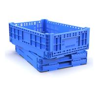 FRENAL Lot de 3 Caisses Pliantes 600x400x180 mm, 32 L Norme Europe Bleu | Bacs Gerbables Rabattables Norme Europe, Économie d'Espace, Idéal pour Transport, Stockage, Agriculture et Distribution