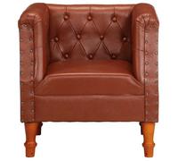 @FRENCH Fauteuil de salon - Fauteuil Relax individuel - TOP VENTES - marron cuir véritable 1480198