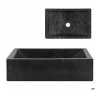 @FRENCH Lavabo 45 x 30 x 12cm marbre noir brillant - Lavabo à poser Vasque Lavabo design simple 20149