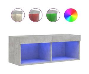 @FRENCH Meuble TV - TOP VENTES - Armoire Basse Télé avec lumières LED gris béton 80 x 30 x 30cm - Table de Télévision 39695