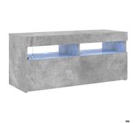 @FRENCH Meuble TV - TOP VENTES - Armoire Basse Télé avec lumières LED gris béton 90 x 35 x 40cm - Table de Télévision 32197