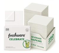 Freshware Lot de 250 serviettes jetables en papier double épaisseur pour bar, mariage, fête, restaurant et utilisation quotidienne, pliage 1/4, blanc, 12 x 12 cm