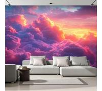 Fresque Murale Panoramique 3D Nuages 250x175 cm Papier Peint Intissé Mat Haute Définition Facile à Entretenir Décoration Murale Coucher De Soleil Onirique Moderne pour Maison Salon Chambre 26A-31