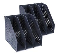 FRETONBA Porte-revues Pliable, Porte Revue Bureau avec 3 Compartiments | 2 Pièces Classeurs à Revues de Grande Capacité, Rangement Papier Vertical A4 ET PLUS, Gris Foncé