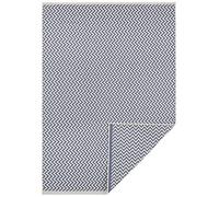 Freundin Home Collection Nora Ivy Tapis réversible pour l'intérieur et l'extérieur, résistant aux intempéries, design moderne, pour balcon, terrasse, véranda, salle de bain, salon, en polypropylène, bleu, crème, 80 x 150 cm