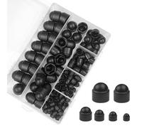 Frevoitna 145 Pièces Cache Ecrou, Pour M4-M12, Vis à Six Pans Creux Capuchon Noir Écrou Protection, Bouchon Plastique, Borgnes Hexagonaux Boulon Écrous en Nylon pour Protéger Hexagonales, en Boîte.