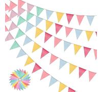 Frevoitna 5 Pièces Guirlande Fanion Exterieur, Drapeau Banniere 4.5M, Guirlande de Fanions Décoration Fanion Multicolore 60 Drapeaux, Banderole Triangle pour Fête Cérémonies Mariage et Jardin