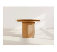 Freya - Table à manger ronde extensible avec rangements - effet bois - 4 à 8 personnes