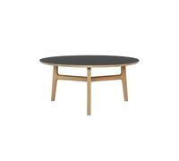 Freya Table Basse Chêne Massif Laqué/Linoléum Noir 4023 Forbo Ø 85 x H 40