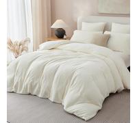 Freyamy Housse de Couette Polaire Teddy 200x200cm Blanc Hiver Chaude Duveteuse Parure de lit 2 Personne avec Fermeture Éclair Peluche Sherpa Flanelle Linge de lit avec 2 Taie d'oreiller 65 x 65cm