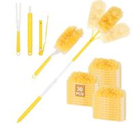 Freyeeti 30 Pièces Plumeau Poussiere Recharge Compatible avec Swiffer | Plumeau Poussiere, 360° Recharges Plumeau Duster avec 1 Poignée & 1 Telescopique, pour Cheveux, Poussière, Saleté