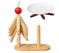 Frfik Sous-verre Arbre en Bois,Sous-Assiette En Bois Esthétique Trépied - Avec Support Et Tapis En Tissu Pour Chaude,Pour Assiettes Bols Tasses Boissons Théières Sur Table Et Plan De Travail
