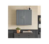 FRG231-DG Meuble Haut Armoire de Toilettes Salle de Bain Suspendue Placard Commode Murale - 2 Portes - Gris