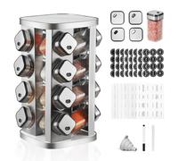 FRIBERG Carrousel Épices 360° 3 Modes 16 Pots Rotatif Autocollants Stylo | Rangement épices tournant,porte epices cuisine,epices rangement