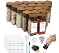 FRIBERG Pot a epices,20x120ml,pot a epices en verre avec 2 moulins à épices | bocaux epices,pot epices verre avec étiquettes à épices