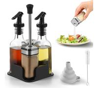 FRIBERG Set Huile Vinaigre 2 Flacons 200ml 2 Pots 120ml Inox Entonnoir