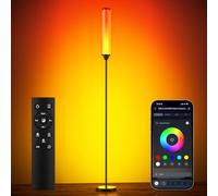 FRIDEKO HOME Lampadaire de salon RVB intelligent pour décoration de salon et de jeu, lampadaire avec application et télécommande, lampe d'angle haut pour chambre à coucher (noir)