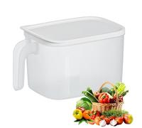 Fridge Organizer Box - Ice Bin, Frosted Clear Container, Handle Lid Basket