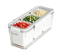 Fridge Storage Container - 3 Compartment Food Organizer with Drain Tray