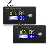 Frienda 2 Compteurs de Batterie et Tension avec Sonde Température Externe | Alarme de Basse Tension et de Surchauffe, Surveillance de Température 0-179°F, Compatible avec 12V, 24V, 36V, 48V, 60V et 72V