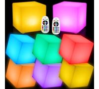 Frienda Lot de 8 cubes lumineux cosmiques - 16 couleurs - Lampe d'ambiance LED étanche - Pour chambre d'enfant, maison, terrasse, fête (15,2 cm)