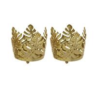 FriendshipHome Bougeoir Lot de 2 bougeoirs Chauffe-Plat dorés à Feuilles Creuses en métal Décoration de cheminée(S)