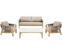 Frigg ensemble lounge avec coussins canapé, 2 fauteuils, 1 table taupe.