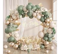 Frigg Kit Arche Ballon Vert Sauge, 108pcs Ballon Anniversaire Sable Blanc et Champagne Gold, Guirlande Ballons Olive Vert pour Decoration Anniversaire Garçon Fille, Mariage, Bapteme, Baby Shower