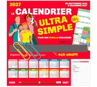 Le Calendrier Ultra Simple Pour Une Famille Organisée ! - Avec 1 Crayon De Papier, 2 Maxi-Trombones, 1 Pochette Pour Conserver Coupons Et Tickets Et 1000 Stickers Colorés
