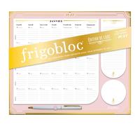 Frigobloc Mensuel 2027 édition de luxe rose - Calendrier organiseur familial (de janv. à déc. 2027)