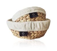 FRIHET Lot de 2 corbeilles à pain tressées en jacinthe d'eau | Kit de démarrage pour pâte à sure, moule à pain, panier de fermentation, moule à pain, accessoires de pâtisserie