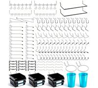 FRIMOONY Lot de 204 crochets pour panneau perforé, avec bacs, serrures à chevilles, pour organiser divers outils, dont 80 serrures